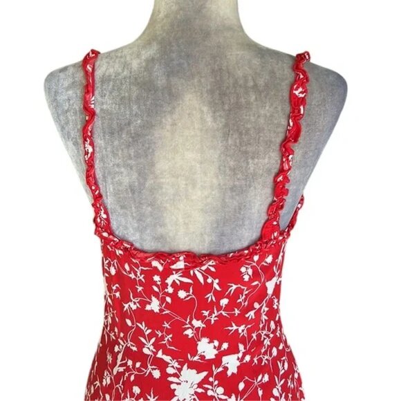 Aritzia Wilfred Lealia Midi Dress, Goji Berry & White Floral, Size 4 - Picture 12 of 13